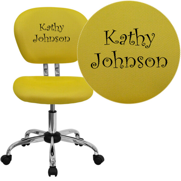 Wholesale Personalized Mid-Back Yellow Mesh Swivel Task Office Chair with Chrome Base