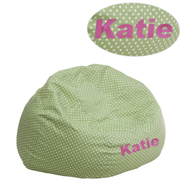 Wholesale Personalized Small Green Dot Kids Bean Bag Chair