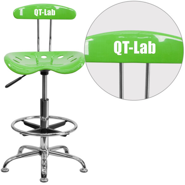 Wholesale Personalized Vibrant Apple Green and Chrome Drafting Stool with Tractor Seat