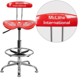 Wholesale Personalized Vibrant Cherry Tomato and Chrome Drafting Stool with Tractor Seat