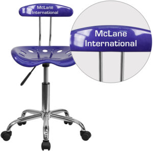 Wholesale Personalized Vibrant Deep Blue and Chrome Swivel Task Office Chair with Tractor Seat