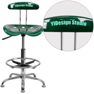 Wholesale Personalized Vibrant Green and Chrome Drafting Stool with Tractor Seat