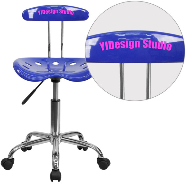 Wholesale Personalized Vibrant Nautical Blue and Chrome Swivel Task Office Chair with Tractor Seat