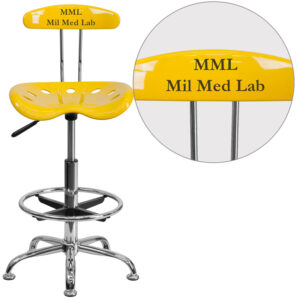 Wholesale Personalized Vibrant Orange-Yellow and Chrome Drafting Stool with Tractor Seat