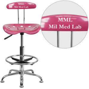 Wholesale Personalized Vibrant Pink and Chrome Drafting Stool with Tractor Seat