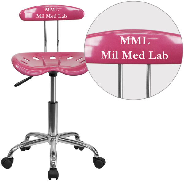 Wholesale Personalized Vibrant Pink and Chrome Swivel Task Office Chair with Tractor Seat