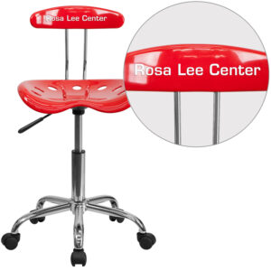 Wholesale Personalized Vibrant Red and Chrome Swivel Task Office Chair with Tractor Seat