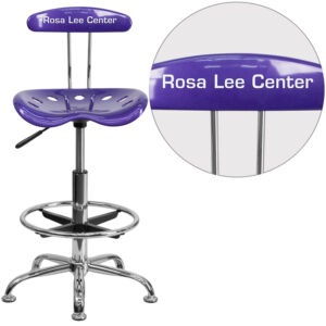 Wholesale Personalized Vibrant Violet and Chrome Drafting Stool with Tractor Seat
