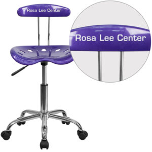 Wholesale Personalized Vibrant Violet and Chrome Swivel Task Office Chair with Tractor Seat