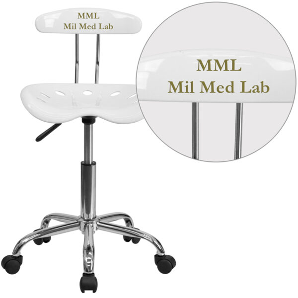 Wholesale Personalized Vibrant White and Chrome Swivel Task Office Chair with Tractor Seat