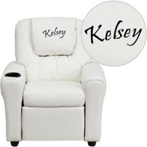 Wholesale Personalized White Vinyl Kids Recliner with Cup Holder and Headrest