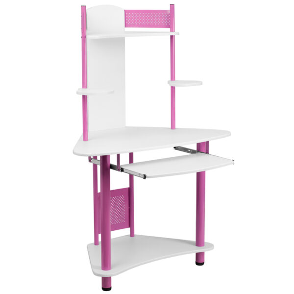 Wholesale Pink Corner Computer Desk with Hutch
