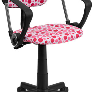 Wholesale Pink Dot Printed Swivel Task Office Chair with Arms