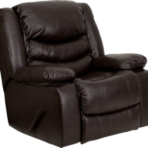 Wholesale Plush Brown Leather Lever Rocker Recliner with Padded Arms
