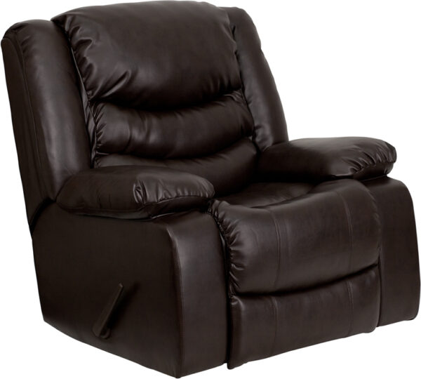 Wholesale Plush Brown Leather Lever Rocker Recliner with Padded Arms