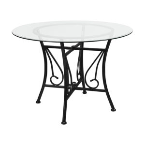 Wholesale Princeton 42'' Round Glass Dining Table with Black Metal Frame