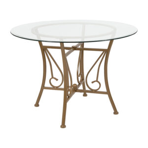 Wholesale Princeton 42'' Round Glass Dining Table with Matte Gold Metal Frame