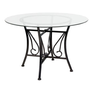 Wholesale Princeton 45'' Round Glass Dining Table with Black Metal Frame