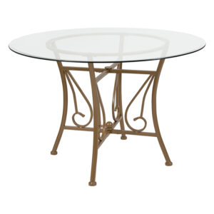 Wholesale Princeton 45'' Round Glass Dining Table with Matte Gold Metal Frame