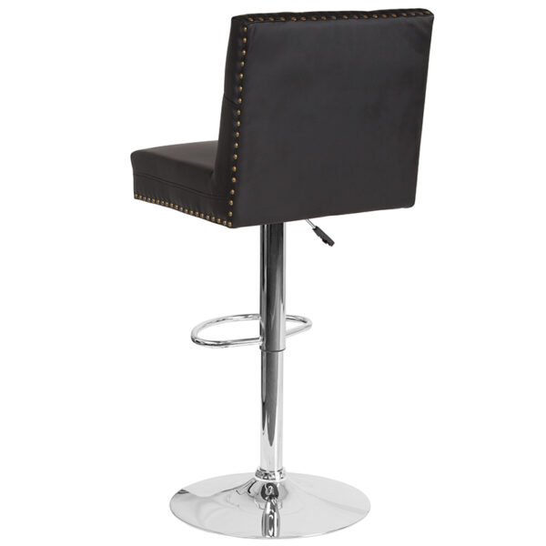 Contemporary Style Stool Black Leather Barstool