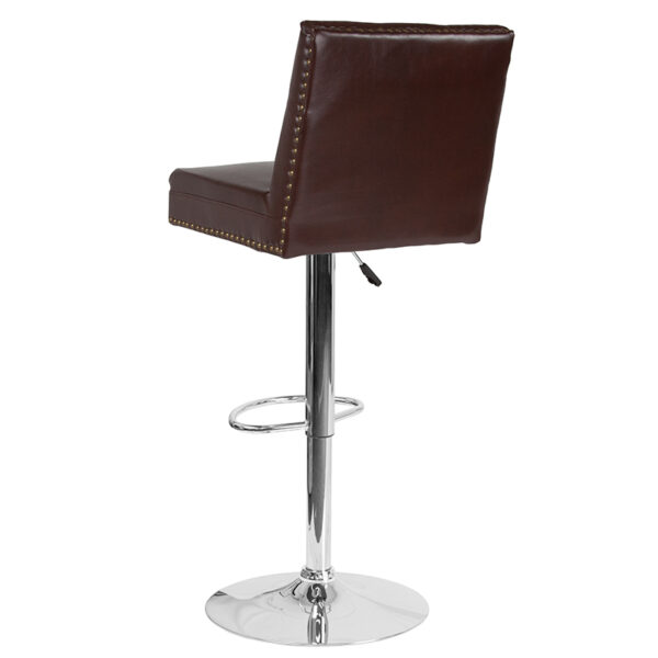 Contemporary Style Stool Brown Leather Barstool