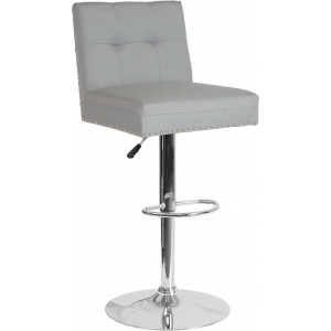 Wholesale Ravello Contemporary Adjustable Height Barstool with Accent Nail Trim in Light Gray Fabric