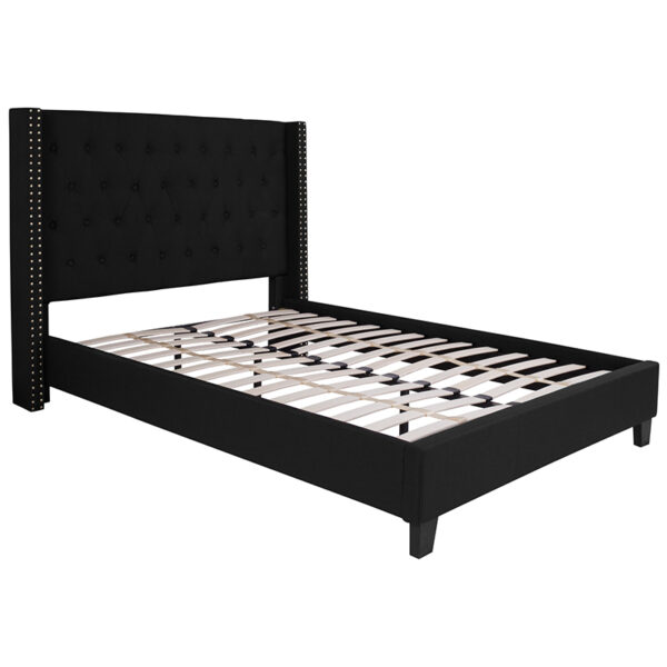 Lowest Price Riverdale Full Size Tufted Upholstered Platform Bed in Black Fabric
