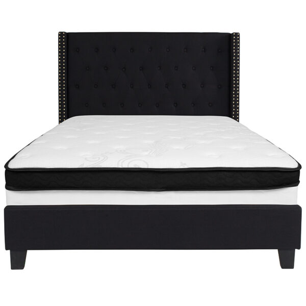 Full Platform Bed and Mattress Set Full Platform Bed Set-Black