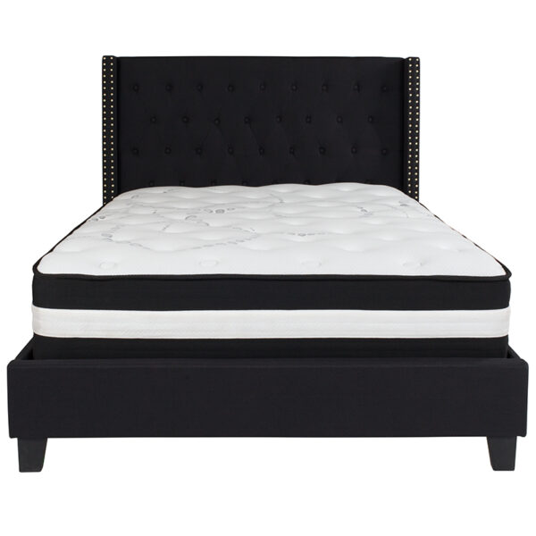 Full Platform Bed and Mattress Set Full Platform Bed Set-Black