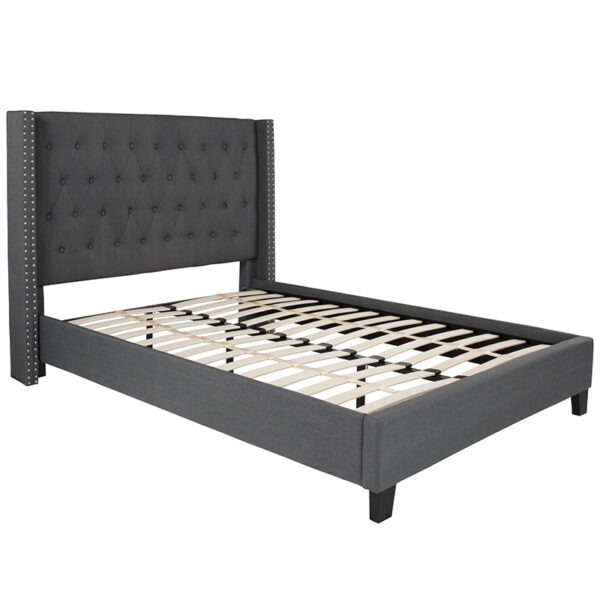 Lowest Price Riverdale Full Size Tufted Upholstered Platform Bed in Dark Gray Fabric