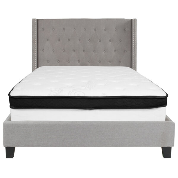 Full Platform Bed and Mattress Set Full Platform Bed Set-Gray
