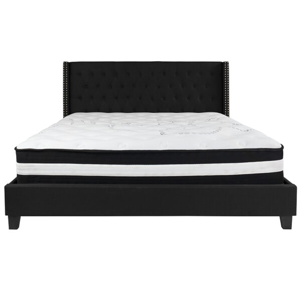 King Platform Bed and Mattress Set King Platform Bed Set-Black