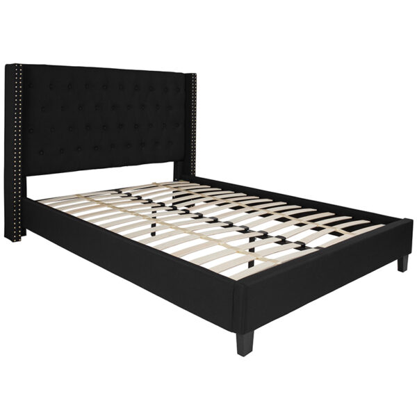 Lowest Price Riverdale Queen Size Tufted Upholstered Platform Bed in Black Fabric