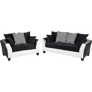 Wholesale Riverstone Implosion Black Velvet Living Room Set with Black & White Frame