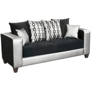 Wholesale Riverstone Implosion Black Velvet Sofa with Black & Shimmer Steel Frame