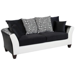 Wholesale Riverstone Implosion Black Velvet Sofa with Black & White Frame