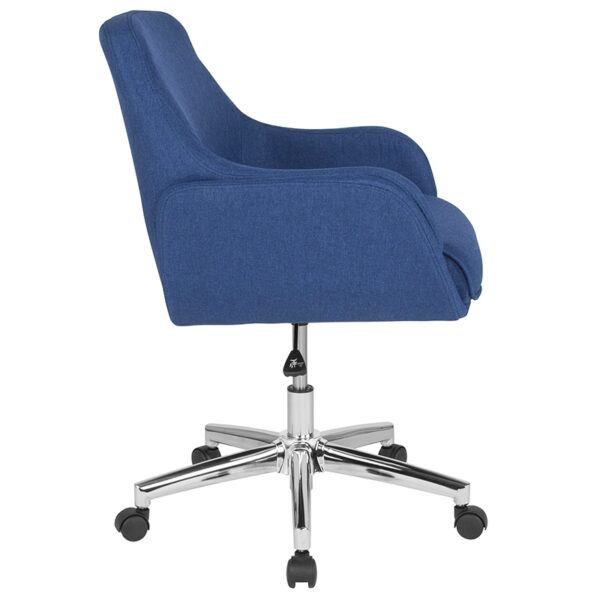 Lowest Price Rochelle Home and Office Upholstered Mid-Back Chair in Blue Fabric