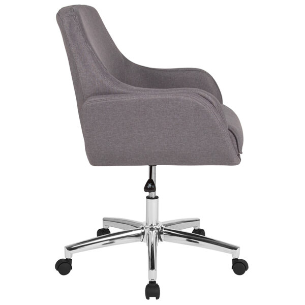 Lowest Price Rochelle Home and Office Upholstered Mid-Back Chair in Light Gray Fabric