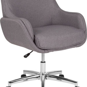 Wholesale Rochelle Home and Office Upholstered Mid-Back Chair in Light Gray Fabric