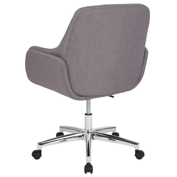 Contemporary Office Chair Lt Gray Fabric Mid-Back Chair