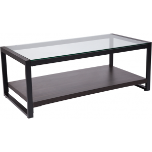 Wholesale Rosedale Glass Coffee Table with Black Metal Frame