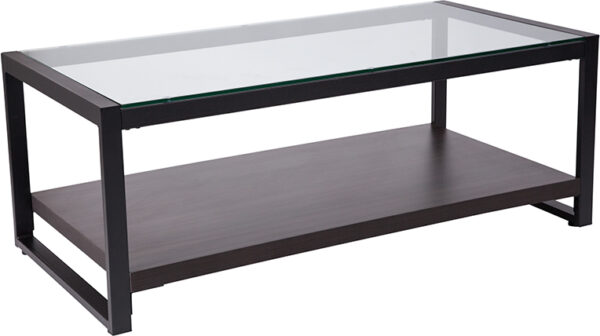 Wholesale Rosedale Glass Coffee Table with Black Metal Frame