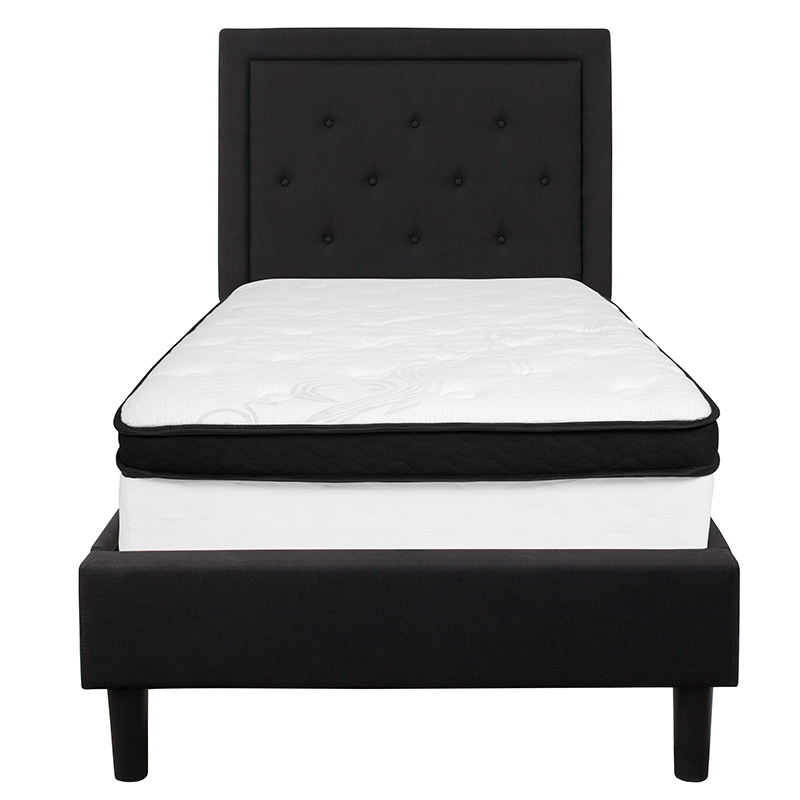 Tufted Upholstered Platform Bed, Black Upholstered Twin Bed Frame