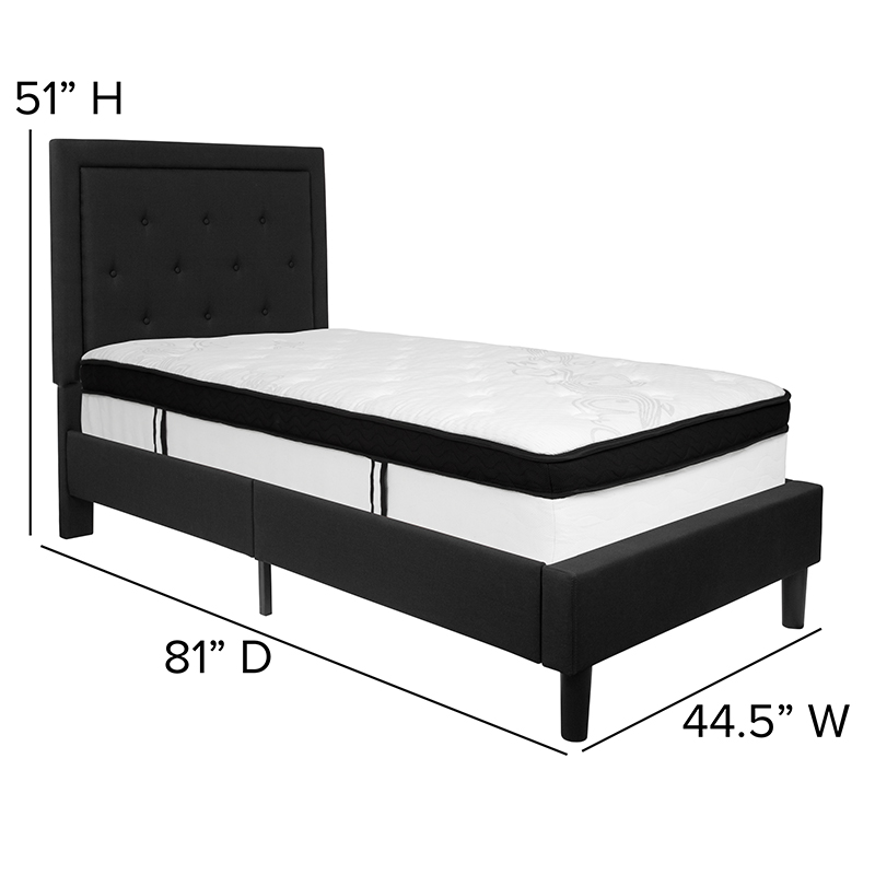 Tufted Upholstered Platform Bed, Twin Bed Frame For Foam Mattress