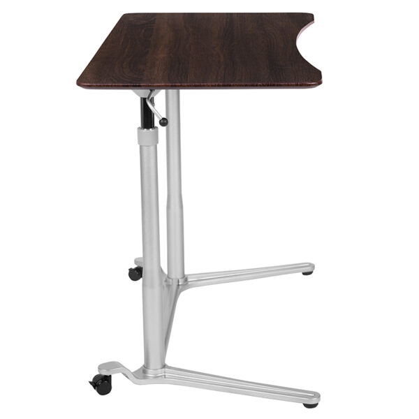 Stand-Up Dark Wood Grain Computer Ergonomic Desk with 37.375"W Top (Adjustable Range 29" - 40.75")