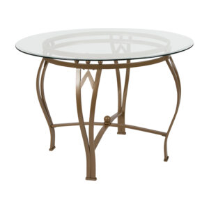 Wholesale Syracuse 42'' Round Glass Dining Table with Matte Gold Metal Frame