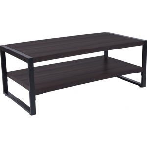 Wholesale Thompson Collection Charcoal Wood Grain Finish Coffee Table with Black Metal Frame