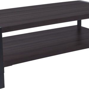 Wholesale Thompson Collection Charcoal Wood Grain Finish Coffee Table with Black Metal Frame