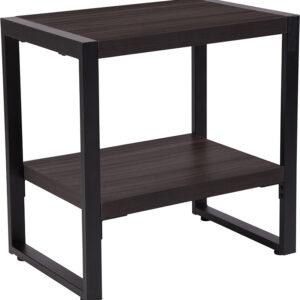 Wholesale Thompson Collection Charcoal Wood Grain Finish End Table with Black Metal Frame