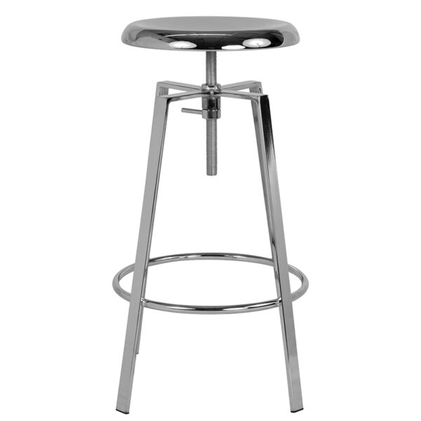 Lowest Price Toledo Industrial Style Barstool with Swivel Lift Adjustable Height Seat in Chrome Finish